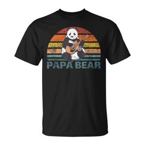 T-shirt Papa Bear Panda con chitarra, regalo per la festa del papà, abbigliamento casual da uomo - Product Image 1