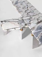 Table basse de luxe italienne rectangulaire en acier inoxydable et pierre, design moderne et épuré pour villa