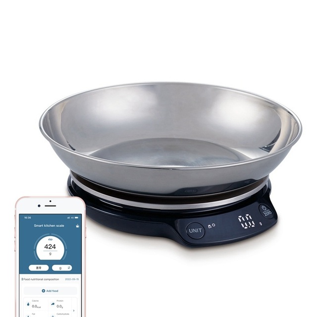 2025 New Arrival Smart Balance Wireless Nutritional Scale Free APP Electronic Kitchen Scale Food Scale with Stainless Steel Bowl