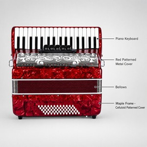 เครื่องดนตรีอัดลมแบบพกพาสำหรับผู้ใหญ่ รุ่น Chromatic 34 คีย์ 60 เบส  พร้อมแผ่นรีดแบบอิตาลี 5 รีส  น้ำหนักเบา ทำจากไม้เมเปิล - Product Image 2