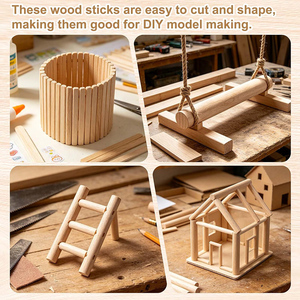 Bâtonnets en <span class=keywords><strong>bois</strong></span> ronds non finis, bâtons en <span class=keywords><strong>bois</strong></span> massif pour l'artisanat, la décoration, les projets d'artisanat et de bricolage, tiges en <span class=keywords><strong>bois</strong></span> - Product Image 6