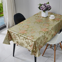 Nappe en PVC métallisé vert feuille RNPT avec support tissé, imperméable et anti-taches, imprimée pour table à manger