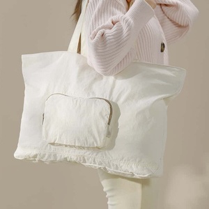 Cute Fruit Snail Tote <b>Bag</b> 25L Nylon Zipper Closure Soft Handle Foldable Minimalist Style Unisex Outdoor Travel <b>White</b> - Product Image 2