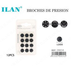 Broches a Presión Ilan de 12 mm, Negros, 12 Piezas - Product Image 1