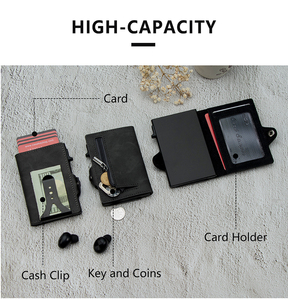 CASEKE NEW Leader Kartenetui Custom LOGO Automatic Pop up Bank Card <b>Holder</b> Card Smart <b>Wallet</b> Push Out Business Card <b>Wallet</b> - Product Image 4