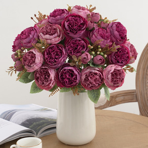<span class=keywords><strong>Peinture</strong></span> à l'huile, <span class=keywords><strong>bouquet</strong></span> <span class=keywords><strong>de</strong></span> pivoines simulées, tissu <span class=keywords><strong>de</strong></span> soie, fleurs artificielles, style moderne, décoration <span class=keywords><strong>de</strong></span> mariage, arrangement <span class=keywords><strong>de</strong></span> vase - Product Image 5