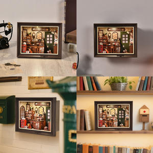 <strong>Post</strong> <strong>Office</strong> Studio Wooden DIY <strong>Toy</strong> Cabin Model House 3D Stereoscopic Puzzle Book Stand Handmade Assembled Building Blocks - Product Image 2