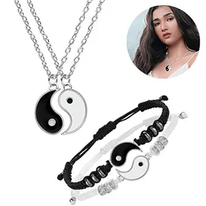 Vente en gros Bracelet tissé Yin Yang, ensemble de Bracelets d'amitié réglables