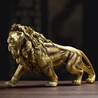 Décoration de maison de luxe, moules en résine, sculpture de lion doré, statues d'animaux pour la décoration de table, décoration de salon, bureau, armoire à vin