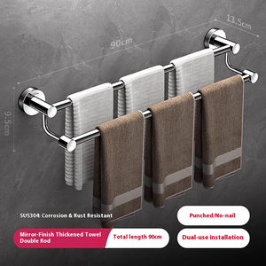 Étagère de salle de bain en acier à un ou deux niveaux de haute qualité, design moderne, montage mural, étanche, utilisation en hôtel, appartement, 90 cm - Product Image 4