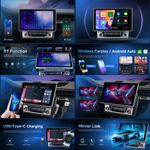 Autoradio Android Podofo Slim 10,1 pouces avec écran rotatif Incell, 4+64 Go, CarPlay/Android Auto sans fil, double bouton pour voitures universelles - Product Image 2