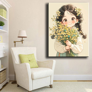 <span class=keywords><strong>Peinture</strong></span> diamantée de style coréen et japonais, fille anime avec de magnifiques <span class=keywords><strong>fleurs</strong></span>, tableau mural pour salon ASF2988 - Product Image 2