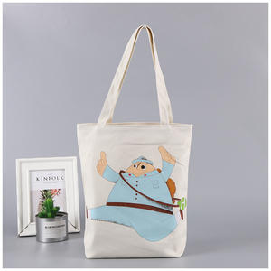 Sac fourre-tout en toile écologique en coton biologique, sac imprimé dessin animé de grande capacité, offre spéciale - Product Image 3