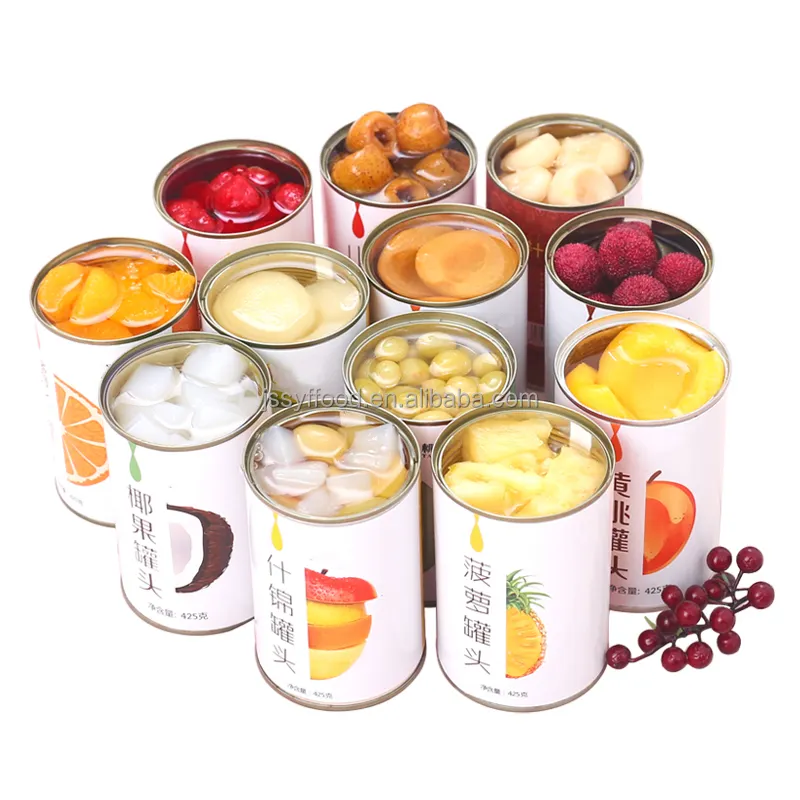 Hot sale high quality fresh Canned tropical fruit low sugar assorted Fruits canned and Canned yellow peach