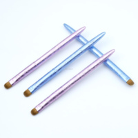 Pinceau à ongles français en poils de kolinsky ovale avec manche en métal bleu et violet de luxe, vente chaude # 12 # 14 # 16 pour manucure professionnelle