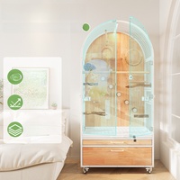 Grande cage à oiseaux en bois de luxe pour perroquets, maison à oiseaux moderne en fer avec maille extérieure, villa durable pour petits et moyens animaux