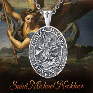 Merryshine 925 Plata Oro Espiritual vintage religioso católico Arcángel joyería St <span class=keywords><strong>Saint</strong></span> Michael colgante collar para hombres - Product Image 6