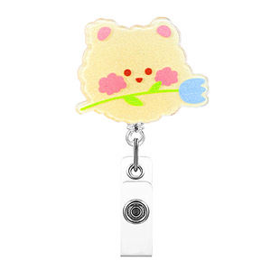 Divertido Portacredenciales Retráctil con Diseño de Oso de Helado de Dibujos Animados, Portacredenciales para Niños y Adultos con Clip de Cocodrilo - Product Image 4