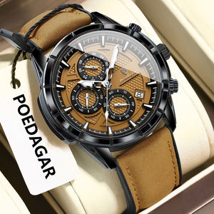 Poedagar 692 di lusso sportivo cronografo <span class=keywords><strong>orologio</strong></span> al quarzo vera pelle <span class=keywords><strong>cinturino</strong></span> impermeabile luminoso <span class=keywords><strong>orologio</strong></span> da <span class=keywords><strong>uomo</strong></span> - Product Image 1