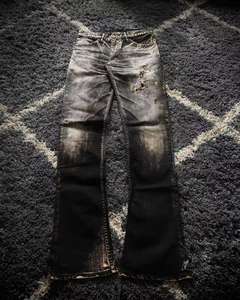 بنطلون جينز رجالي عتيق بقصة واسعة Y2K مغسول، قصة مستقيمة فضفاضة، بهت وتأثيرات عتيقة ممزقة، ملابس جاهزة، مصنع OEM/ODM - Product Image 1