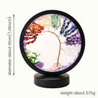 Lampe en cristal Arbre de Vie en gros, Arbre de guérison des 7 chakras, Veilleuse LED en cristal, Cadre rond USB, Décoration pour la maison et la chambre