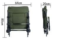 Chaise de camping et de pêche pliable avec coussin rembourré, pieds télescopiques et inclinaison multi-positions