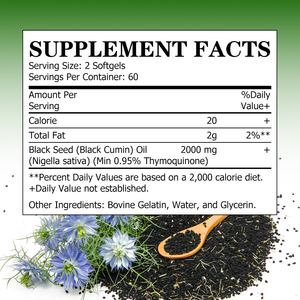 Gélules d'huile de nigelle OEM ODM avec huile de nigelle, soutien calorique, métabolisme sain, cheveux et ongles forts, peau jeune et éclatante - Product Image 2