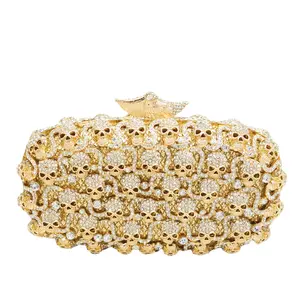 Chaliwini Diamond Skull Clutch Women Evening Bags Ladies Crystal Handbags and Purses Wedding Gala Dinner Minaudiere Bag