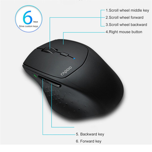 Rapoo MT550 Hot Bán có thể chuyển đổi BT 1600DPI lập trình có dây 2.4G máy tính 6D Ergonomic chuột không dây - Product Image 6