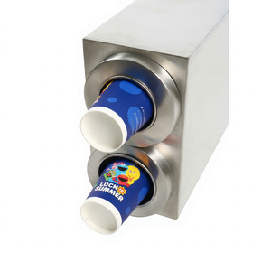 Distributeur de gobelets en acier inoxydable pour restaurant, support de gobelets à café à poussoir commercial - Product Image 1