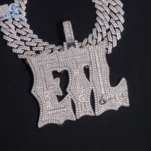 Custom Iced Out Bagutter Moissanite Name <b>Pendant</b> <b>Solid</b> 925 Sterling Silver <b>Gold</b> Plated VVS Moissanite Luxury Hip Hop Jewelry - Product Image 3