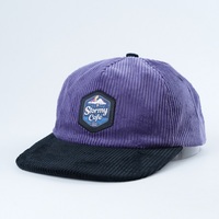 Topi Snapback 5 Panel Korduroi Custom, Tanpa Struktur, Sporty, Bordir Bisnis, Logo Patch Tenun