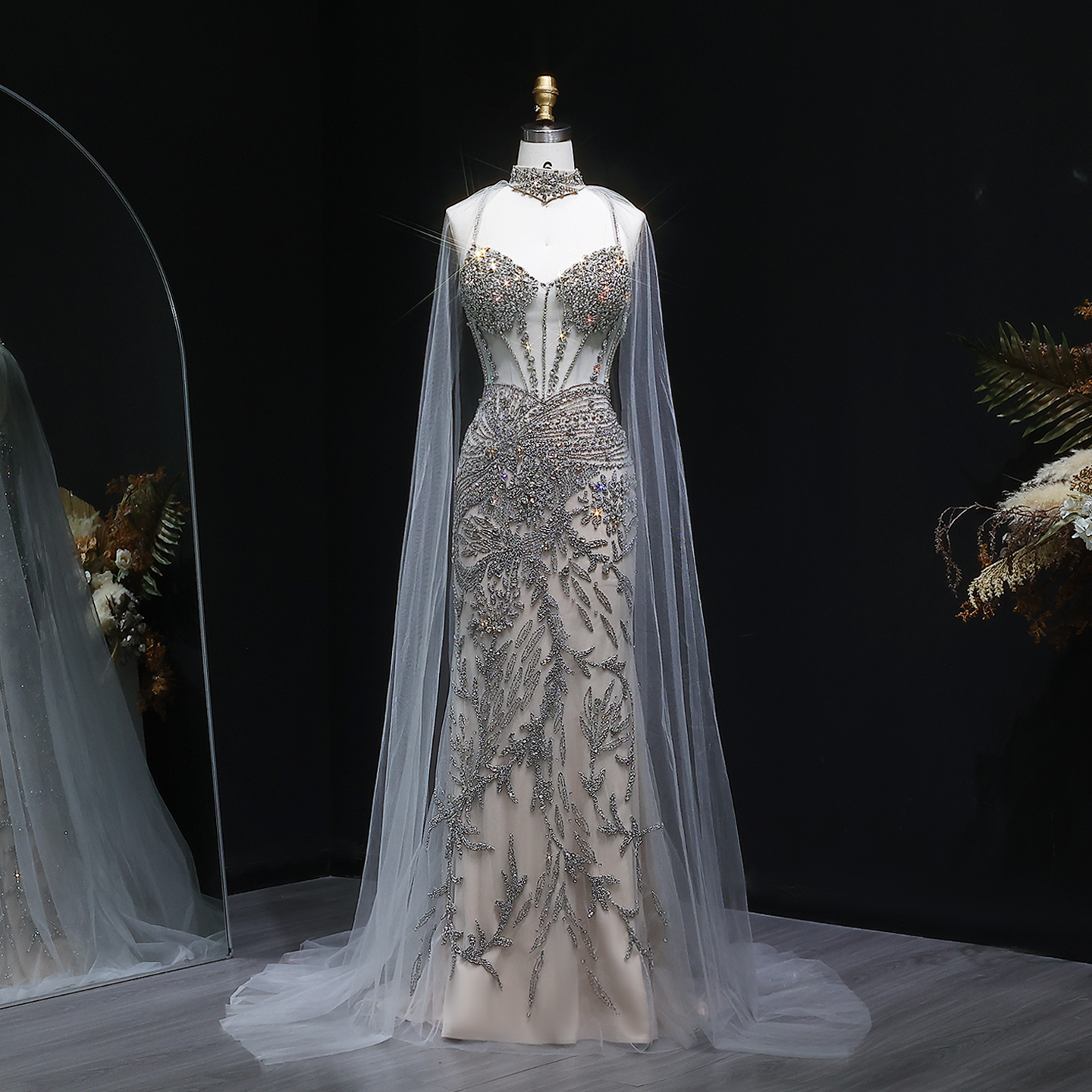 sachin and babi light blue dress Strapless Lace Fit & Flare Wedding Gown w/ Detachable Train