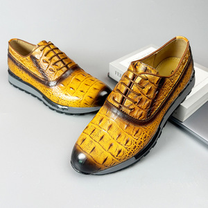 Zapatos Oxford de Piel Genuina con Patrón de Cocodrilo, con Cordones, Punta Puntiaguda, Suela de Goma Antideslizante, Zapatos para Caminar - Product Image 2