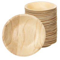 Assiettes jetables rondes en feuille de palmier biodégradables pour fêtes et mariages, assiettes en bambou, assiettes en feuille de palmier