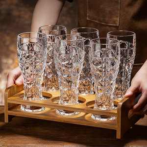 Verres à bière demi-pinte en cristal côtelé, soufflés à la main, écologiques, réutilisables, avec logo personnalisé, style sommelier, verre diamant vintage - Product Image 6