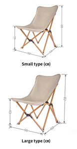 Chaise papillon de jardin légère pour l'extérieur, design minimaliste moderne, chaise pliante en bois de hêtre, chaise longue de plage en toile - Product Image 6