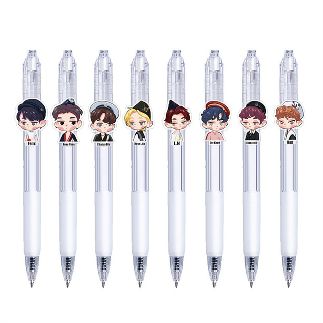 KPOP Stray Kids 0.5mm Black Writing Ballpoint Pen Students Stationery School Supplies Felix Hyunjin Seungmin Bangchan Fans Gift