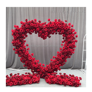 Hình Trái Tim Màu Đỏ Hoa Vòm Hoa Backdrop Nhân Tạo Tú Cầu Lụa Hoa Khung Cho Đám Cưới Backdrop - Product Image 2