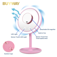 Coiffeuse de bureau portable avec miroir de maquillage éclairé par LED Table de maquillage debout intelligente avec ventilateur pour application cosmétique de beauté