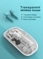 Nouvelle souris sans fil USB + Type-C rechargeable, transparente, RGB, 2.4G, mini souris transparente pour ordinateur de bureau