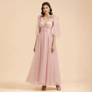 S3504L - Vestido Maxi con Estampado de Lunares Rosa Dulce, Etéreo y <span class=keywords><strong>Elegante</strong></span>, Perfecto para una Noche Sofisticada y Fresca - Product Image 1