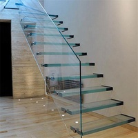 Escalier en verre coût avec escalier flottant a mené la lumière