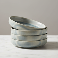 Ensemble de 4 bols à pâtes en porcelaine américains de 9 pouces, compatibles micro-ondes (42 oz), design moderne pour salades, soupes et occasions spéciales