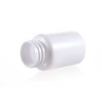 Flacon rond en plastique PET de 120 cc pour pilules, médicaments, vitamines, avec logo personnalisable et bouchon à vis blanc