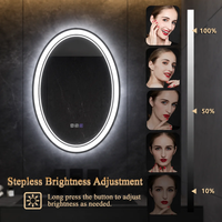 Miroirs éclairés avec cadre ovale en alliage d'aluminium noir, accessoires pour miroirs LED