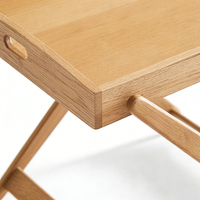 Table d'angle en bois massif de style naturel et décontracté, table d'appoint pliable pour salon, transportable en extérieur