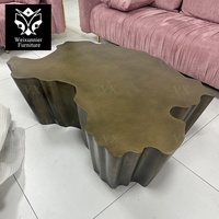Table basse moderne de luxe de salon en acier inoxydable doré Table centrale créative de conception de tronc de racine d'arbre meubles de maison