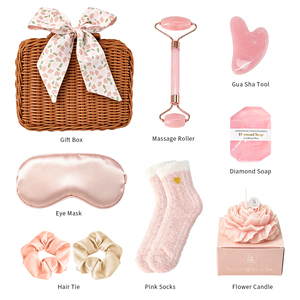 Vintage Geschenkkorb für Frauen Eleganter Wiederverwendbarer <span class=keywords><strong>Korb</strong></span> Mit Gesichtsroller Bad-Entspannungs-Selbstpflege & Valentinstag-Geschenksets - Product Image 3