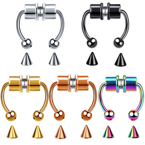 Anneau de <span class=keywords><strong>nez</strong></span> en acier inoxydable, anneau en fer à cheval, bijoux de <span class=keywords><strong>piercing</strong></span>, pince de <span class=keywords><strong>nez</strong></span>, anneau de <span class=keywords><strong>nez</strong></span> sans perçage - Product Image 1